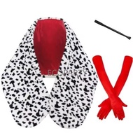 Cruella Deville Coat Costume Dalmatian Shawl Scarf角色扮演