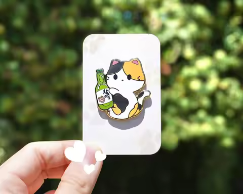 Soju Cat Enamel Pin | Calico Cat | Cute Animal