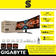 GIGABYTE G34WQC Gaming Curved Monitor-34”/QHD 3440x1440/VA/1ms/144Hz/HDMI/DP/Speaker 2W/1500R/Height