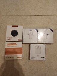 全新 i12 真無線藍牙耳機x3 無線充電板x2, $30全部