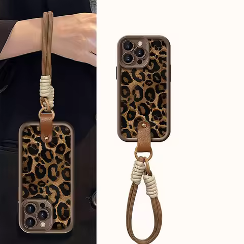 Leopard and Chita Print Wrist Strap Phone Case For Realme GT 6 6T Neo6 SE C75 C67 C65 C63 C55 C53 14