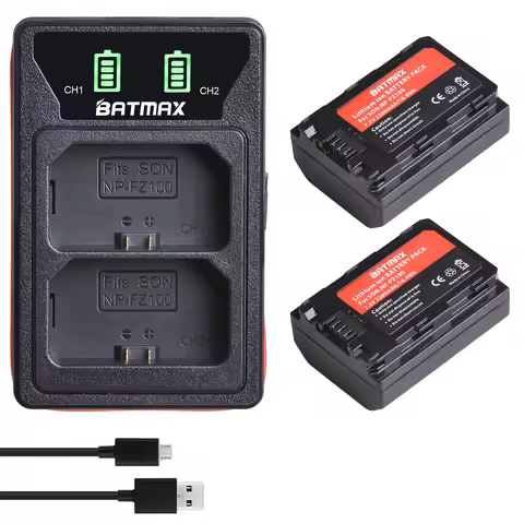 2X 2280mAh NP-FZ100 NPFZ100 NP FZ100 Battery + LCD Dual USB Charger with Type C for Sony Alpha A7III