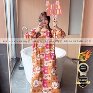 (BELLA HAZAHA) KAFTAN DRESS LENGAN PANJANG, KUALITI UPGARDED BAJU TIDUR PEREMPUAN, BAJU TIDUR VIRAL 