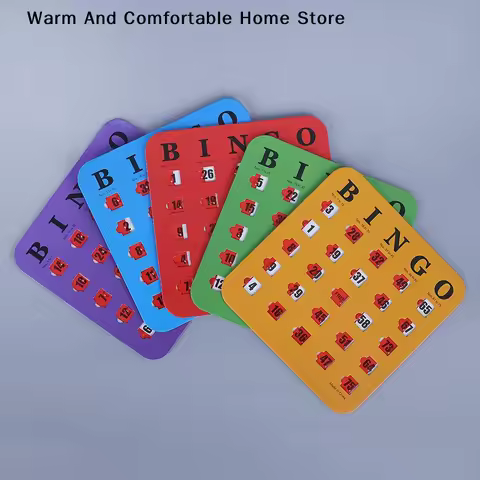 5pcs Bingo Game Card Easy-Read With Sliding Windows Reusable Logical Thinking Ability Game Bingo Boa