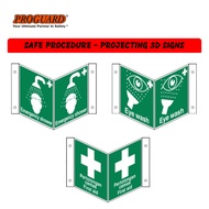 Durable Hi-Impact Plastic Projecting 3D Sign c/w 4 Pre-Drilled Holes First Aid Emergency Shower Eyew