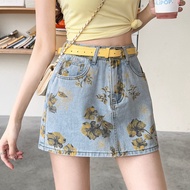 Floral Western Style Denim Skirt Shorts - Summer Trend 5925H