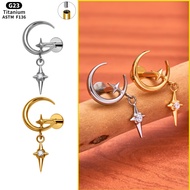 Super Unique Moon Star G23 Titanium Piercing Earrings