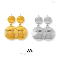 British Style Unique Niche Double Layered Style Earrings Geometric Line Design Feel Round Plate Shap