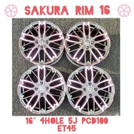 Sakura Sport / Alloy Rim Perodua Kelisa Kenari Viva Axia Myvi Bezza Ativa 16 inch 4H 100PCD Sakura Sport Rim / Rim Tyre