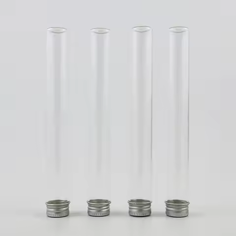 20 x 45ml Empty Clear Screw Neck Glass Bottle with Aluminum Lids 45 cc Glass Tube Container with Alu