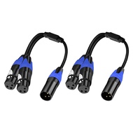 2pcs 3Pin Audio Track Recorder 1 Male 2 Female Mixer Cord Line Adapter Stereo Mic Speaker Tablets Balanced Microphone Blue Y Splitter XLR Cable