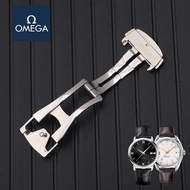 Suitable For Omega Watch Buckle, Butterfly Seamaster Speedmaster Double Button Butterfly Leather Strap, Stainless Steel Folding Buckle
