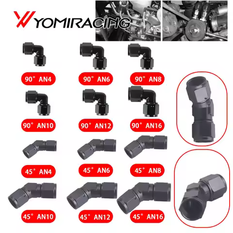 Universal 45 90 Degree AN6 AN8 AN10 AN12 Female to AN6 AN8 AN10 Female Hydraulic hose Elbow Oil Cool