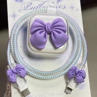 Purple Color Charger Protector Set 40W Charger Case Cable Protector Compatible with iPhone 40W Charg