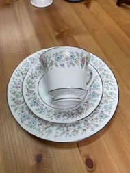 1970-80年代 日本🇯🇵Noritake Contemporary系列 Blythe 圖案茶杯三件套