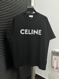 🈶️現貨Celine T-shirts 賽琳貼布鉚釘短袖t恤衫男女同款