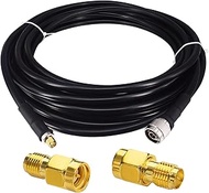 BOOBRIE BMR400 Ultra Low Loss Extension Coaxial Cable N Male to RP-SMA Male Cable 32.8ft + 2pcs SMA Adapter for WiFi LoRa Antenna Helium HNT Nebra Bobcat Hotspot Miner