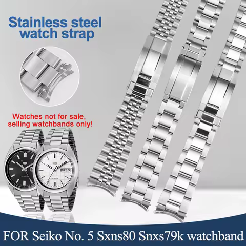 Stainless steel watch strap for Seiko No. 5 series NXS73K1/SNXS75/SNXS77 watchband Snxs79k Sxns80 ar