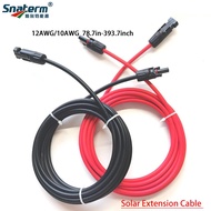 12/10 Overall 4/6mm2 8.74 inches to 393.7 inches Black/Red Power Solar Cable Wire with Connector PV 
