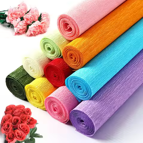 DIY Colored Crepe Paper Roll Origami Crinkled Crepe Paper Roll Wedding Party Decoration Flower Packi