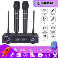 BOMGE Wireless MicrophoneMetal Dual Professional UHF Cordless Dynamic Mic Handheld Microphone System