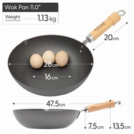 Riverlight KIWAME PREMIUM iron frypan,wokpan,Starter Kit,Rust-resistant,made  in  japan  (Wok pan 11