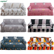 1 2 3 4 Seater Printing Sofa Cover with Skirt Elastic Foldable Slipcovers L Shape Anti Slip Couch Cover Furniture Protecter for Living Room Home Decor