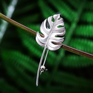 Lotus Fun Real 925 Sterling Silver Handmade Designer Fine Jewelry 18K Gold Creative Monstera Leaves Brooches for Women Bijoux