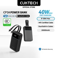 【3C  Certification】CUKTECH 20000mAh 40W Fast Charging Built-in Dual Cables Powerbank iP 38W Max Xiao