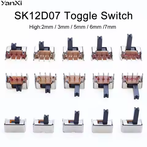 20/50/100/200PCS SK12D07VG SK12D07 Toggle Switch 3PIN PCB 1P2T ON-OFF Handle Miniature Slide Switch 