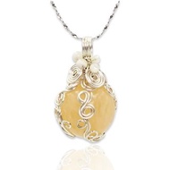 寶麗金珠寶-天然黃玉球銅線編織墜