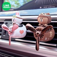 Line Friends Brown Pilot Car Fragrance Diffuser Air Outlet Fragrance Cartoon Rotating Fan Light Frag