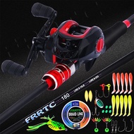 FRRTC Fishing Rod and Reel Set Casting Set Fishing Set 165cm 180cm Fishing Rod with Baitcasting Reel