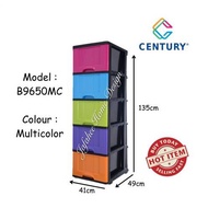 DH Century 5 Tier Plastic Drawer / Cabinet / Storage Cabinet Multi Color B9650MC