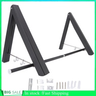 Bjiax Retractable Clothes Rack Black Foldable Design Aluminium Wall Mounted HG