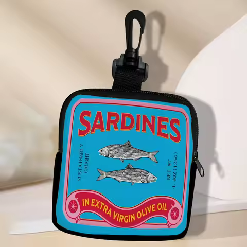 Colorful Sardine Tin Artwork Coin Wallet Zipper Mini Wallet Portable Wallet Card For Women And Men E