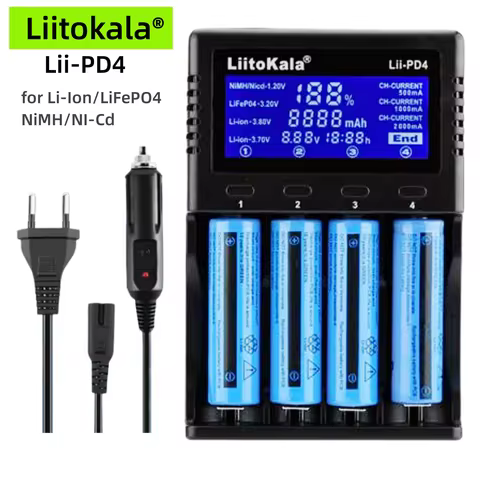 LiitoKala Lii-PD4 Lii-PD2 Lii-S4 Lii202 LiiM4S 18650 Charger Universal Smart Charger for 26650 18650
