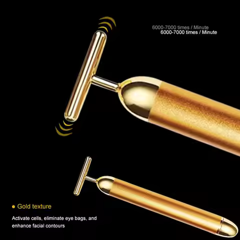 24k Gold Facial Beauty Bar Skin Tightening Wrinkle Vibrating Massage Lifting Firming Face Portable E