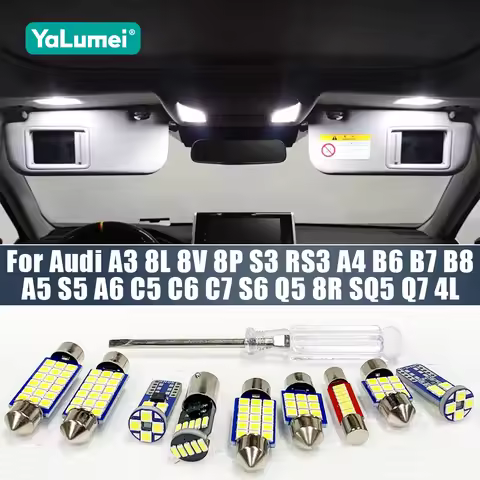 For Audi A3 8L 8V 8P S3 RS3 A4 B6 B7 B8 S4 A5 S5 A6 C5 C6 C7 S6 Q5 8R SQ5 Q7 4L Car LED Bulbs Interi