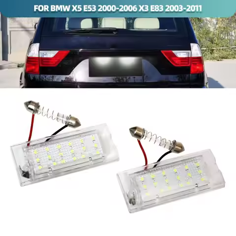 2pcs Canbus LED Number License Plate Light Error Free white for BMW X5 E53 1999-2006 X3 E83 2003-201