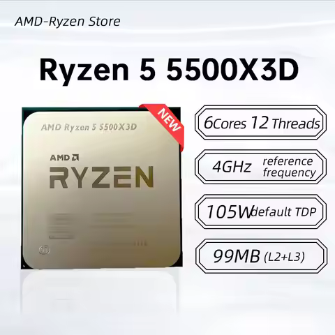 New！Amd Ryzen 5 5500X3D 3.0 Ghz 6-Core 12-Thread Cpu Processor 7Nm L3=96M Socket Am4