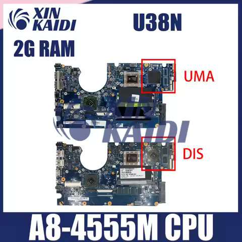 For ASUS U38 U38DT Ultrathin Mainboard U38N With A8-4555M CPU 2GB-RAM Laptop Motherboard 100% Tested
