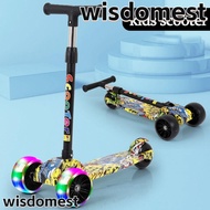 WISDOMEST Kids Scooter, Foldable Adjustable Height Children Scooter, Sport Toy Balance Bike Widened Pedals with Flash Wheels Folding Foot Scooters for 3-12 Year Kids