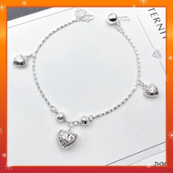 💥PROMO💥 #JH366 Sterling Silver Filigree Love Heart Charm Bracelet, Anklet ( Gelang Silver 925) Origi