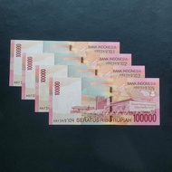 Uang Kuno 100000 Rupiah Seri X (Replacement) 4 Lembar Urut Tahun 2009