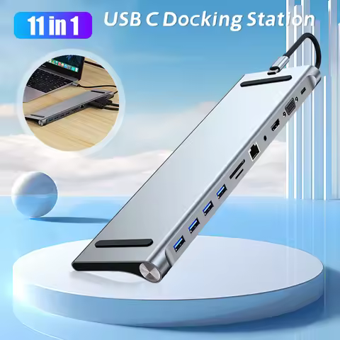 11 in 1 USB C Hub Triple Display with 4K HDMI-Compatible VGA Ethernet USB C Dock for MacBook Pro/Air