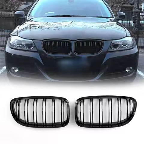 Artudatech Front Kidney Grill Grilles Double Rib For BMW E90/E91 LCI 3 Series 2008-2012