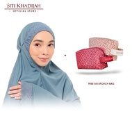 [Merdeka Sale] Siti Khadijah Telekung Signature Camellia in Ash Blue + SK15 Pouch Bag