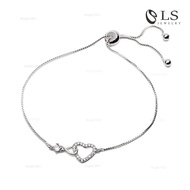 LS jewelryสร้อยข้อมือคู่แฟชั่นของขวัญสร้อยคอเงินที่ละเอียดอ่อนสร้อยคอทองคำขาวสร้อยข้อมือหัวใจโรแมนติ