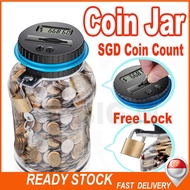 REAYD STOCK SGD Coin Jar Counting SGD Coin Piggy Bank LCD Digital Display Money Box/Money Bank(FREE LOCK)